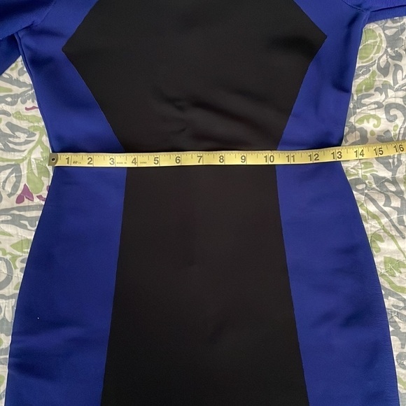 BCBGMAXAZRIA Ribbed Two-Tone Bodycon Mini Dress in Blue/Black - Picture 16 of 16